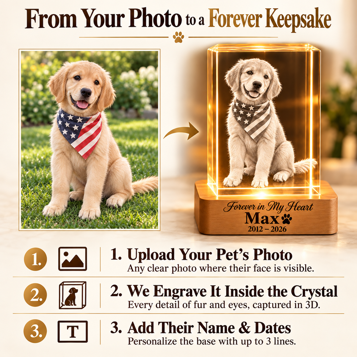 Pet Lovers 3D Crystal Rectangle