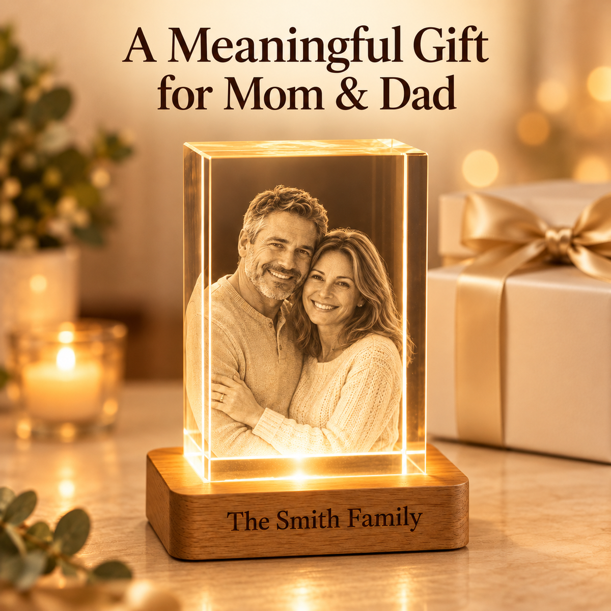 Mom & Dad 3D Crystal Rectangle