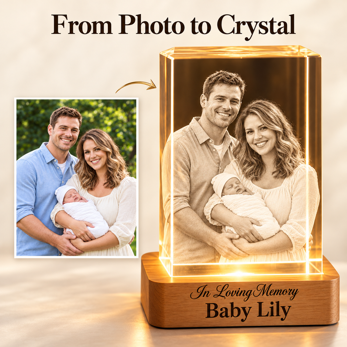 In Loving Memory 3D Crystal Rectangle