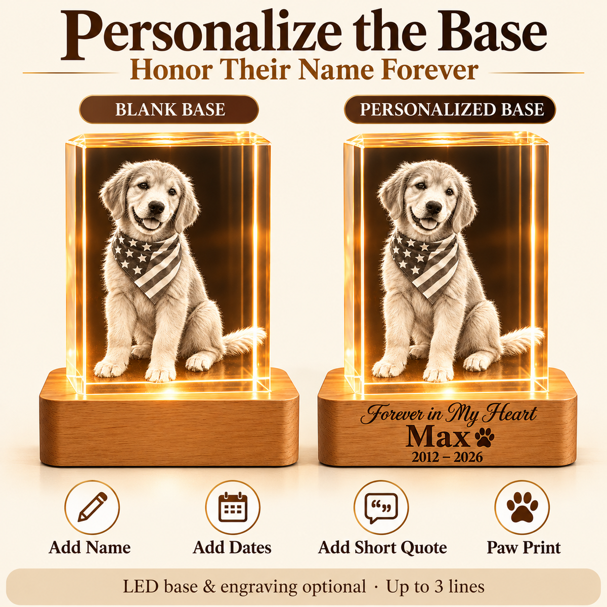 Pet Lovers 3D Crystal Rectangle
