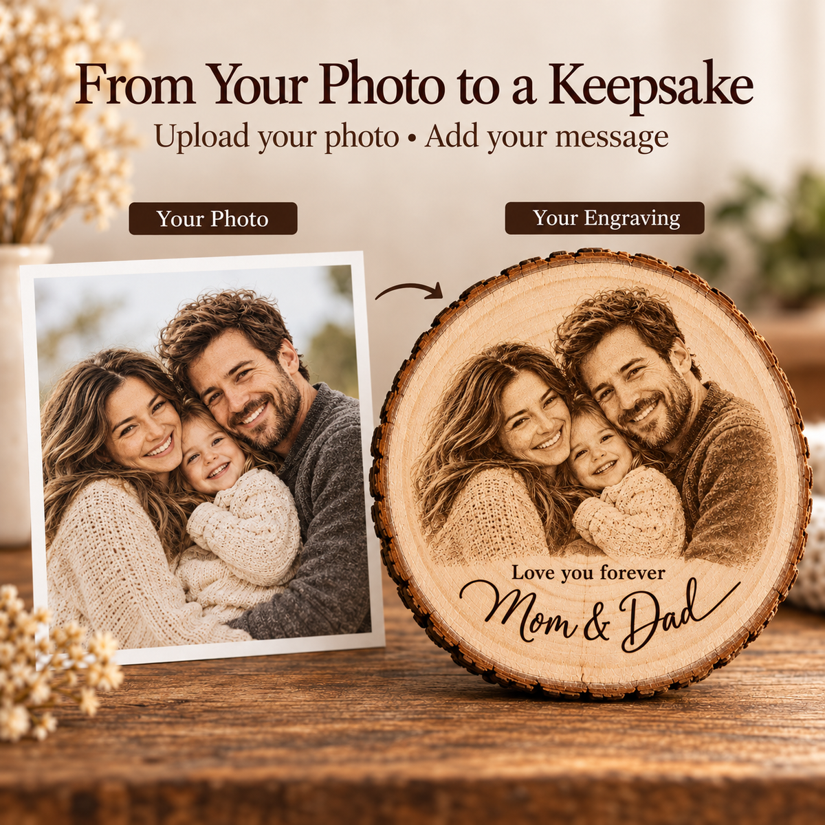 Mom & Dad Wood Ornament
