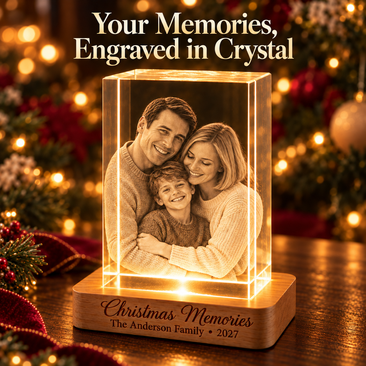 Christmas 3D Crystal Rectangle