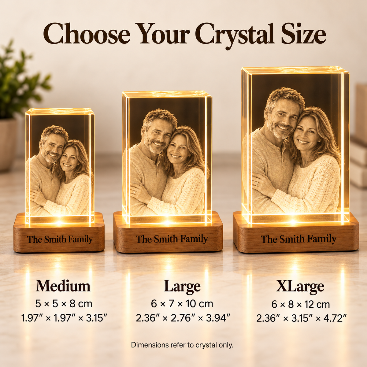 Mom & Dad 3D Crystal Rectangle