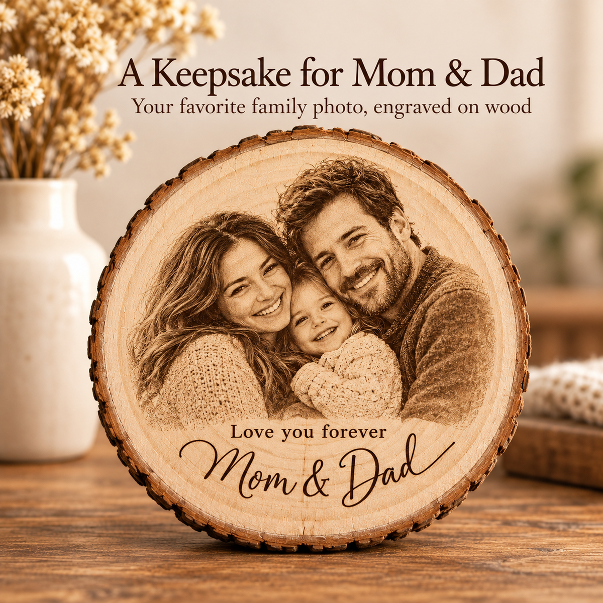 Mom & Dad Wood Ornament