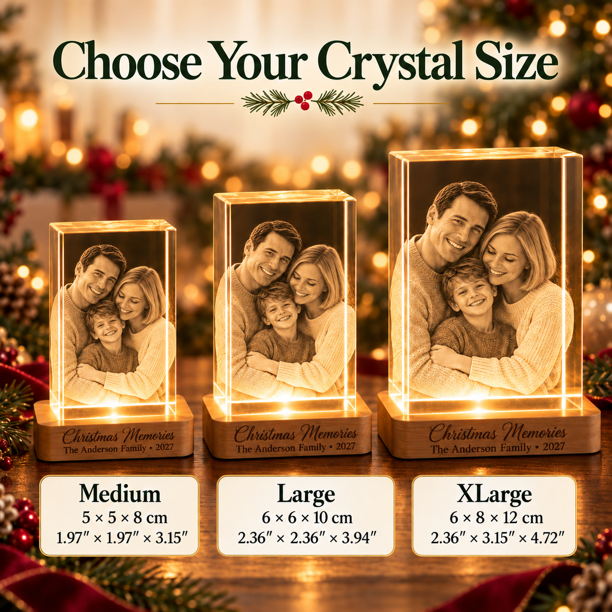 Christmas 3D Crystal Rectangle